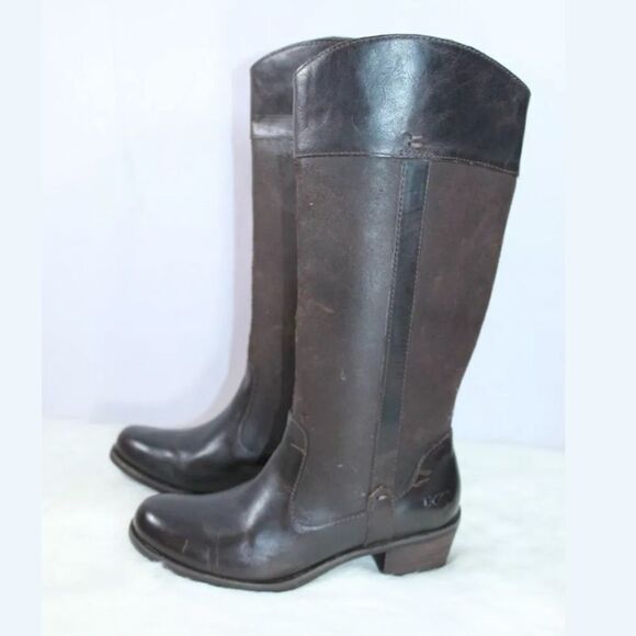 UGG Australia Shoes - Ugg Australia Cassis Lodge Brown Leather Boots